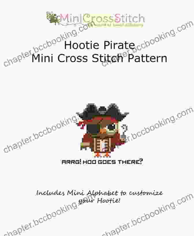 A Close Up Of The Hootie Pirate Mini Cross Stitch Pattern, Featuring A Pirate With A Parrot On His Shoulder. Hootie Pirate Mini Cross Stitch Pattern