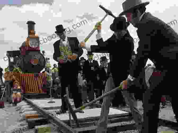 A Dramatic Portrayal Of The Ceremonial Driving Of The Golden Spike, Marking The Triumphant Completion Of The Transcontinental Railroad. The Building Of The Transcontinental Railroad (Graphic History)