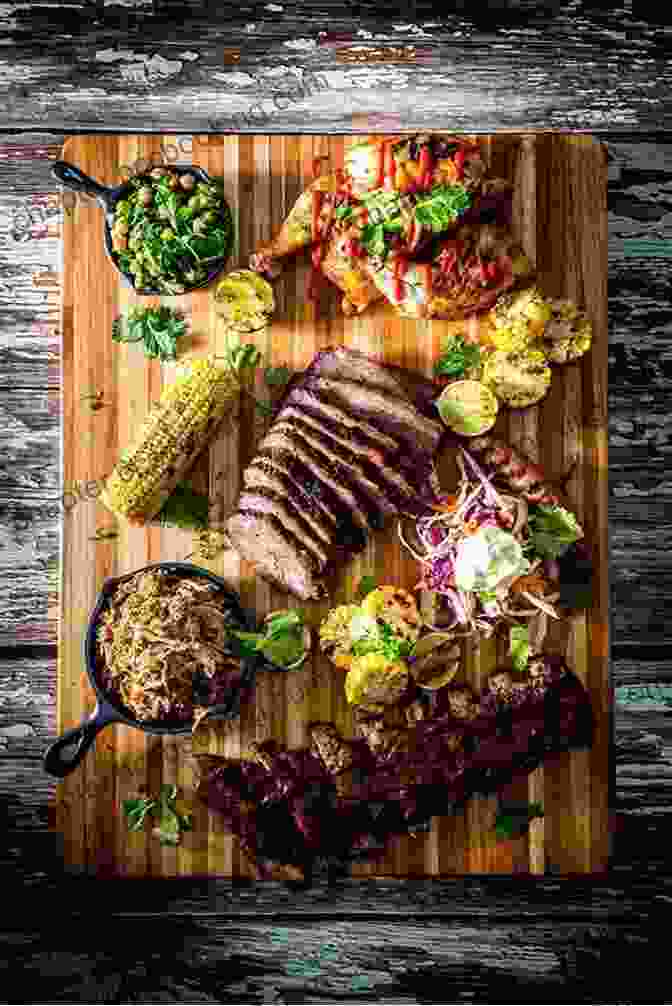 Mouthwatering Smoked Meats Presented On A Wooden Platter, Showcasing The Traditional Craft Of Meat Smoking. Myron Mixon S BBQ Rules: The Old School Guide To Smoking Meat