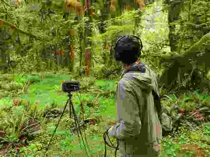 Scientist Using Sound Recording Equipment In A Lush Forest, Capturing The Biophony Of The Environment Earth Shout: 3 In The Earth Song